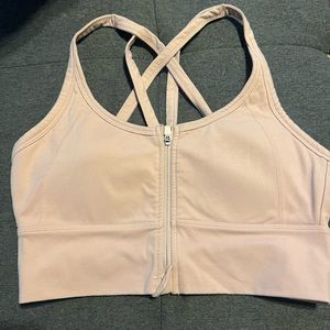 Balance athletica zip front sports bra - light pink small